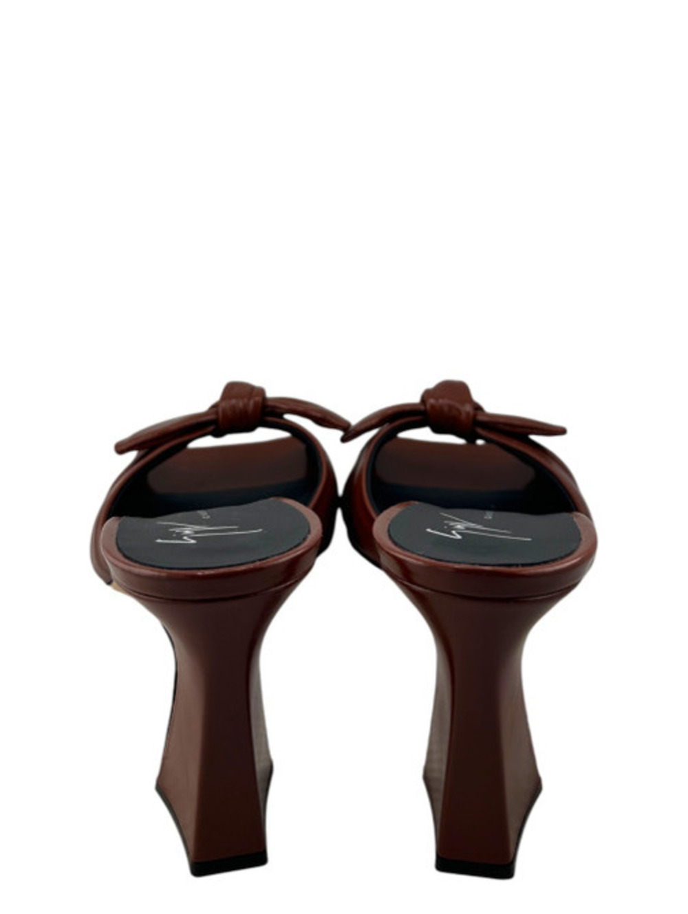 Giuseppe Zanotti 85mm Bow Mule Sandals in Cacao Brown - Picture 4 of 5